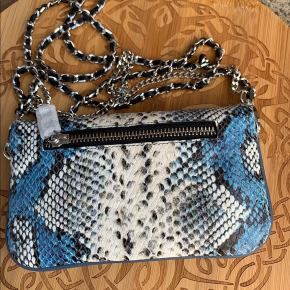 ZADIG & VOLTAIRE
Nano Rock Snake Embossed Leather Crossbody Bag In Blu - Picture 6 of 10